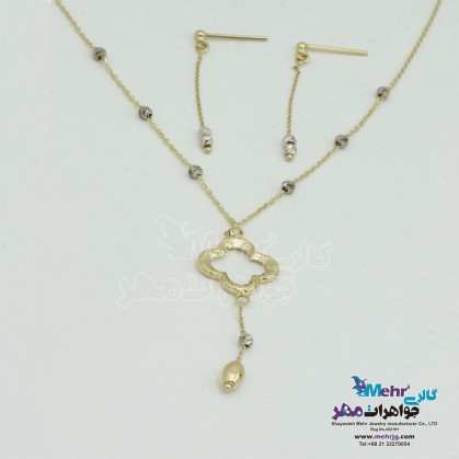 Half a set of gold - necklace and earrings - Van Cliff design-MS0488